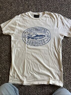 RetrobrandPortuguese Sardines Graphic White Short Sleeve Tee Sundance Catalog XS